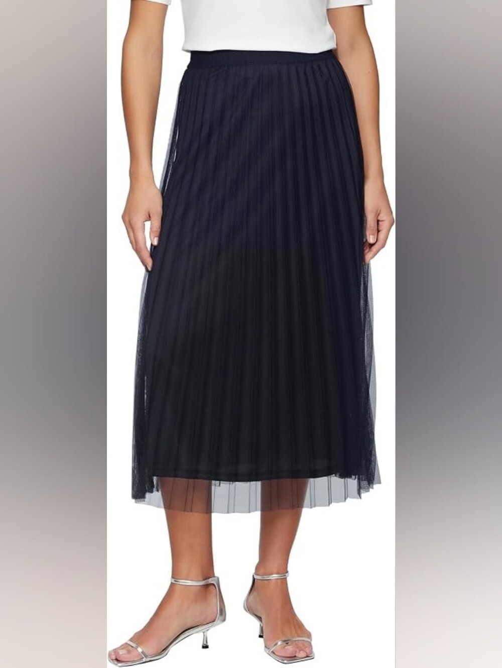 Gerry Weber Navy Pleated Lace Midi Skirt Size 10